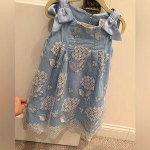 Juno Valentine for Janie and Jack Blue and Silver Metallic Floral Dress